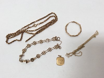 Lot 660 - 9ct gold St Christopher pendant, 9ct necklace and other gold jewellery, 14.4 grams