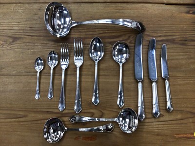 Lot 550 - Service of silver plated cutlery for twelve place settings, together with various plate