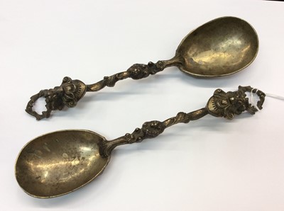 Lot 755 - Pair of good quality late 19th century Dutch cast white metal spoons