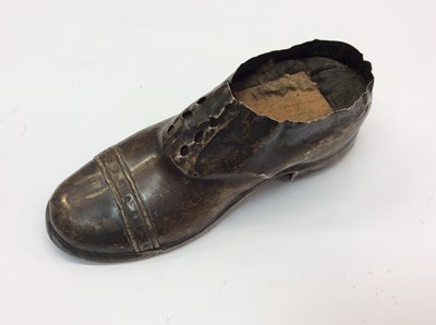 Lot 756 - Edwardian silver novelty pin cushion in the form of a shoe