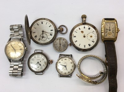 Lot 758 - 1920s gentlemen's silver Benson wristwatch, two silver pocket watches and other watches