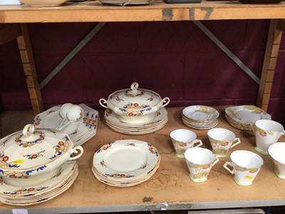 Lot 512 - Moyer Son & Co Jeanette dinner ware including two tureen sandwiches ladles, dinner and side plates, plus three serving platters together with Standard Bramble tea ware