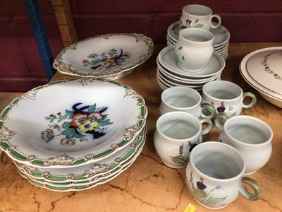 Lot 541 - Royal Doulton Fairfax dinner ware with two tureens, two sauce boats, serving platters, dinner and tea plates, plus Buchan tea ware and opaque glazed tea ware.