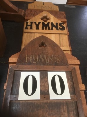 Lot 132 - Group of five church hymm boards, sets of hymm numbers