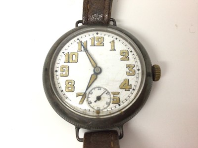 Lot 773 - First World War Officer's Rolex silver cased trench wristwatch, with white enamel dial with luminous Arabic numerals, luminous hands