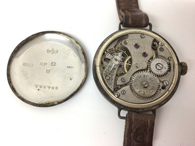 Lot 773 - First World War Officer's Rolex silver cased trench wristwatch, with white enamel dial with luminous Arabic numerals, luminous hands