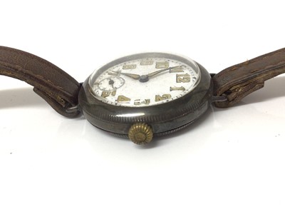 Lot 773 - First World War Officer's Rolex silver cased trench wristwatch, with white enamel dial with luminous Arabic numerals, luminous hands