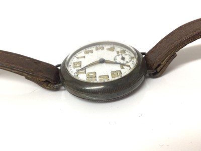 Lot 773 - First World War Officer's Rolex silver cased trench wristwatch, with white enamel dial with luminous Arabic numerals, luminous hands