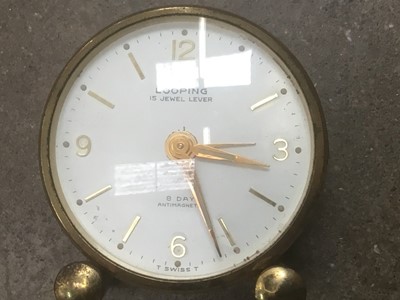 Lot 141 - 19th century French gilt metal clock and three other various timepieces