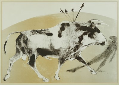 Lot 1059 - *Dame Elisabeth Frink (1930-1993) lithograph, 1973, bullfighting print ‘Corrida One’