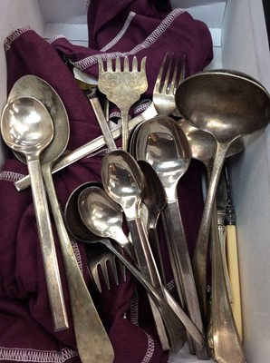 Lot 751 - Group of Rosenthal silver plated cutlery together with a silver plated wine coaster, Victorian silver butter knife and silver plated ware