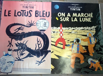 Lot 449 - Two TinTin posters and a box of TinTin annuals