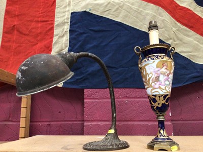 Lot 517 - Antique French porcelain and ormolu mounted table lamp together with a  1930s 'Supreme' adjustable desk lamp