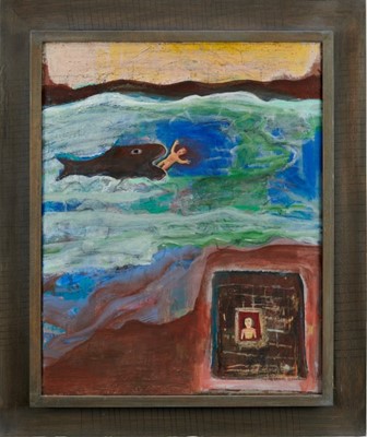 Lot 1300 - Albert Herbert (1925-2008) oil on canvas- Jonah and the Whale