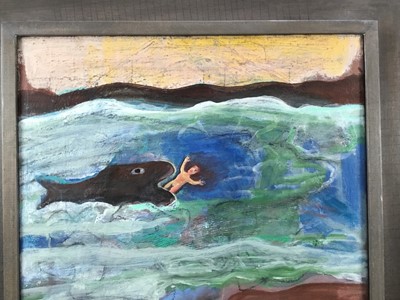 Lot 1300 - Albert Herbert (1925-2008) oil on canvas- Jonah and the Whale