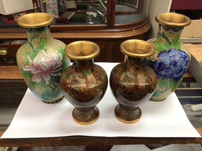 Lot 575 - Two pairs of Chinese cloisonné vases