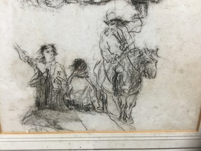 Lot 85 - Attributed to David Cox (1785-1859) charcoal sketch, Figures