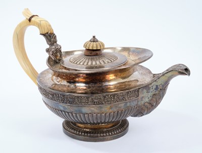 Lot 250 - Fine quality George III silver teapot with ivory handle (broken)