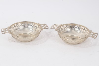 Lot 251 - Pair of George V silver Bonbon dishes with pierced decoration