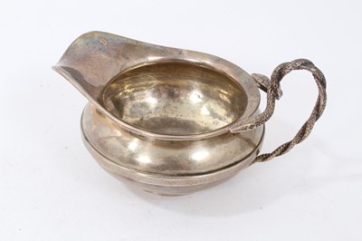 Lot 256 - Georgian silver milk jug with intertwined serpent handle, and two others items