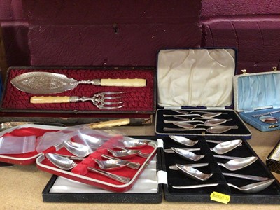 Lot 534 - Large collection of assorted silver plated cutlery and flatware to include some cased sets (qty)