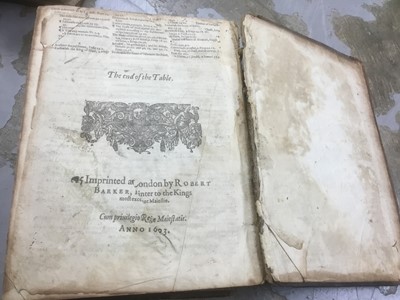 Lot 1710 - Rare group of Bibles including Robert Barker 1603, another by Robert Barker 1610, and another by Barker 1611