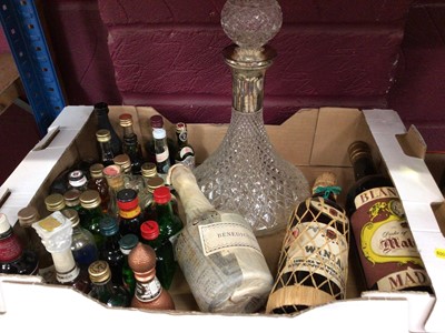 Lot 535 - Selection of alcohol, including Madeira, Benedictine, wine and miniatures, together with a decanter