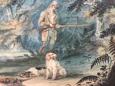 Lot 216 - Pair of good quality 19th century hand coloured hunting etchings in the style of Howitt, framed and glazed