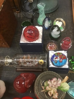Lot 152 - Decorative glassware, paperweights etc, together with silver plated wares