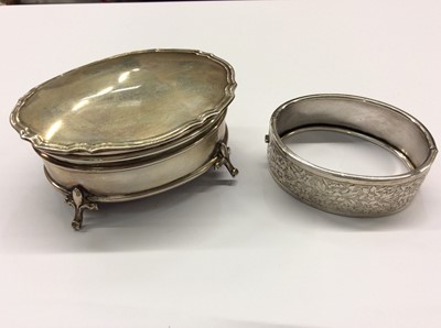 Lot 683 - Mappin and Webb silver trinket box and a silver bangle