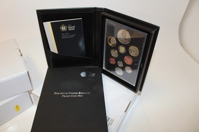 Lot 537 - G.B. - Royal Mint issued ten coin proof sets 2012 x 4 (in boxes of issue with Certificates of Authenticity) (4 coin sets)