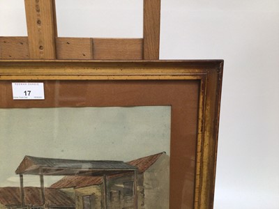Lot 17 - H. Thompson, early 20th century, watercolour - a farmstead, inscribed 'At Linton, Collingham, 1918, Aug. 30', signed, 25cm x 35cm, in glazed gilt frame