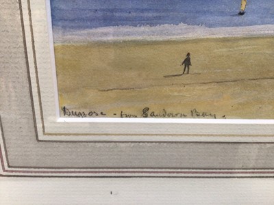 Lot 20 - Victorian English School watercolour - Dunose from Sandown Bay, with bathing huts on the beach, inscribed, 17cm x 24cm, in glazed gilt frame