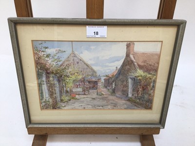 Lot 18 - Late Victorian English School watercolour - a rural village, 16cm x 25cm, in glazed frame