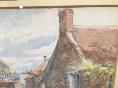 Lot 18 - Late Victorian English School watercolour - a rural village, 16cm x 25cm, in glazed frame