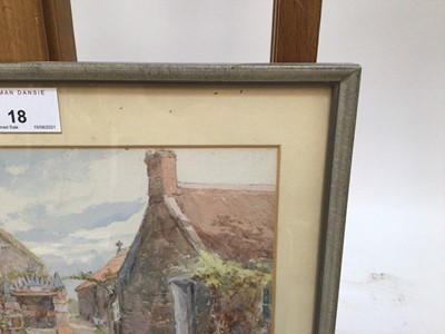 Lot 87 - Late Victorian English School watercolour - a rural village, 16cm x 25cm, in glazed frame