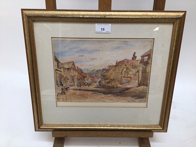 Lot 15 - E. L. Ernest, pair of late Victorian watercolours views of Robertsbridge, East Sussex, the village street dated Sept. 12/92 and Salehurst Church from Robertsbridge, 22nd May 1892, one signed, both...