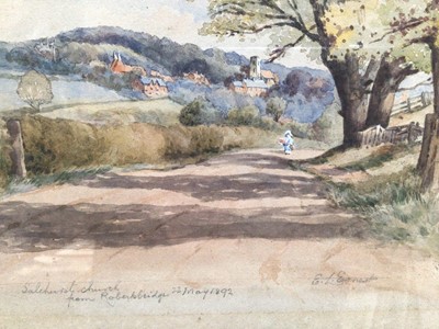 Lot 15 - E. L. Ernest, pair of late Victorian watercolours views of Robertsbridge, East Sussex, the village street dated Sept. 12/92 and Salehurst Church from Robertsbridge, 22nd May 1892, one signed, both...