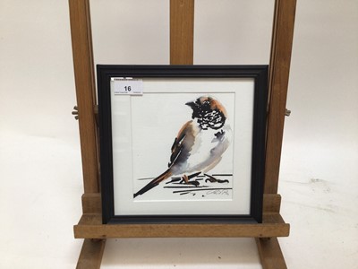 Lot 16 - English School, contemporary, watercolour - A Sparrow, indistinctly signed, 15cm x 14cm, in glazed frame