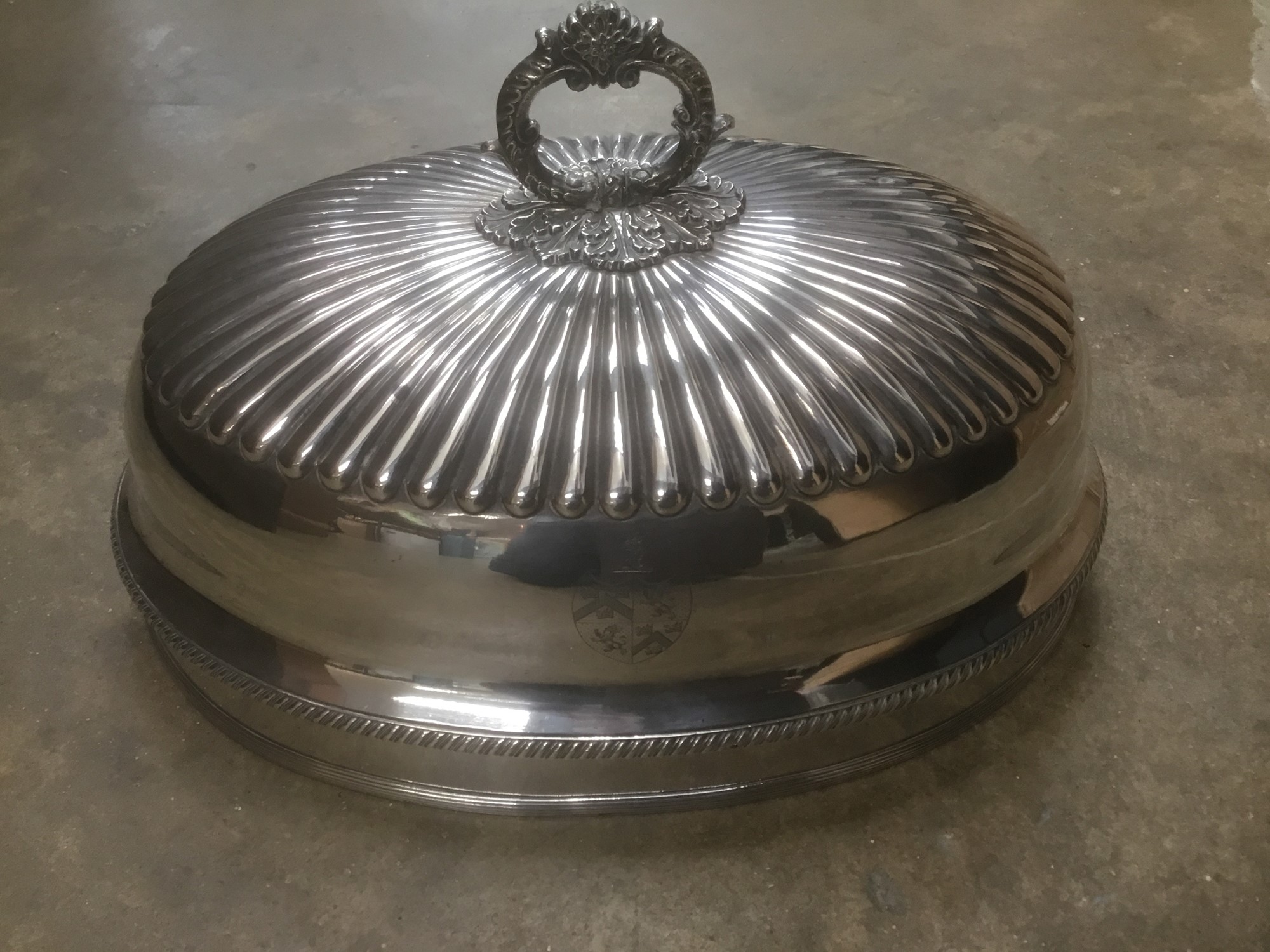 Lot 160 19th century silver plated meat cover, with