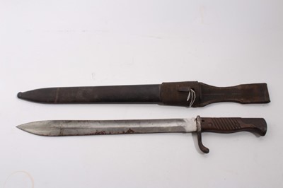 Lot 1013 - First World War Imperial German butcher bayonet with scabbard and frog