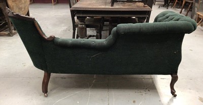 Lot 864 - Victorian double ended mahogany chaise longue upholstered in green buttoned material H88, W180, D70cm