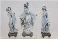 Lot 1125 - Three Lladro porcelain figures - Geishas