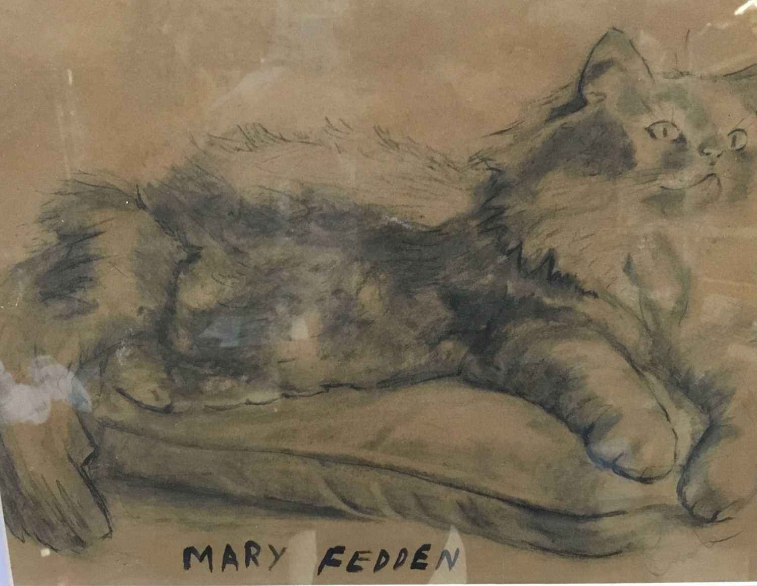 Lot 66 - Manner of Mary Fedden (1915-2012) charcoal - cat