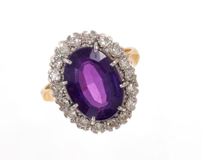 Lot 481 - Amethyst and diamond cluster ring