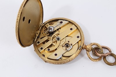 Lot 612 - 19th century Swiss 18ct gold fob watch