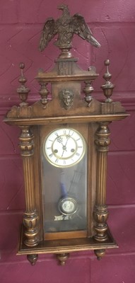 Lot 426 - Late 19th / early 20th century walnut Vienna style wall clock