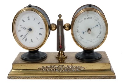 Lot 658 - Late Victorian-style combination desk clock and barometer