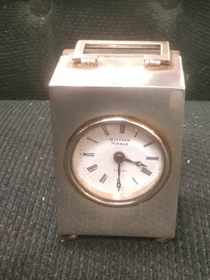 Lot 698 - Silver carriage clock by Matthew Norman