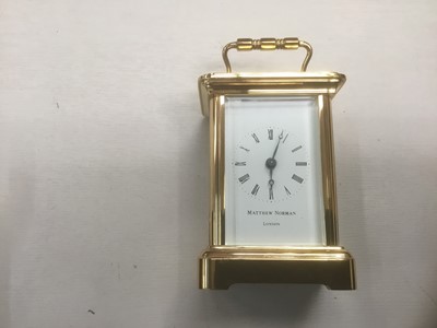 Lot 175 - Brass carriage clock by Matthew Norman in leather case